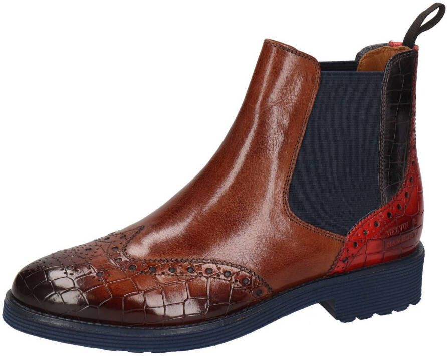 Melvin & Hamilton Chelsea-boots Selina 6 plantaardig gelooid Brogue kostuumschoen enkellaars met lyrale gaten