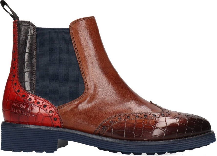 Melvin & Hamilton Chelsea-boots Selina 6 plantaardig gelooid Brogue kostuumschoen enkellaars met lyrale gaten