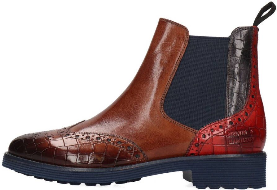 Melvin & Hamilton Chelsea-boots Selina 6 plantaardig gelooid Brogue kostuumschoen enkellaars met lyrale gaten