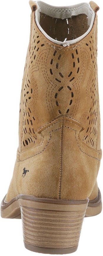 Mustang Shoes Cowboylaarsjes Cowboy enkellaarsjes laarzen met ingewikkelde perforatie op de schacht