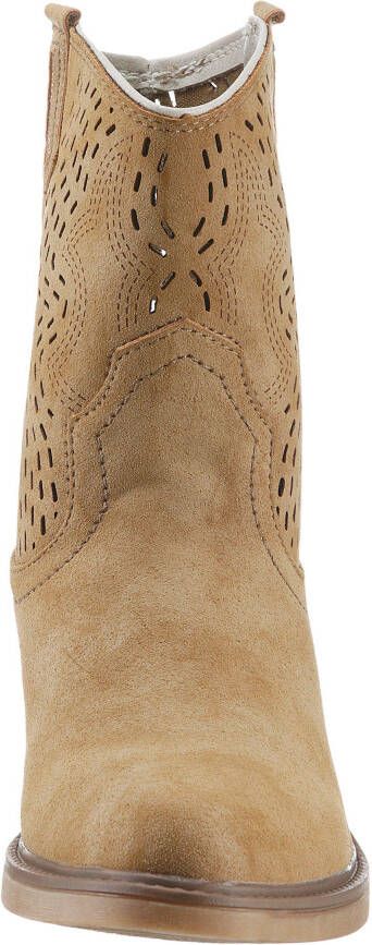 Mustang Shoes Cowboylaarsjes Cowboy enkellaarsjes laarzen met ingewikkelde perforatie op de schacht