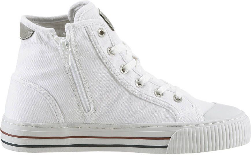 Mustang Shoes Plateausneakers veterschoen vrijetijdsschoen high top-sneaker met rits