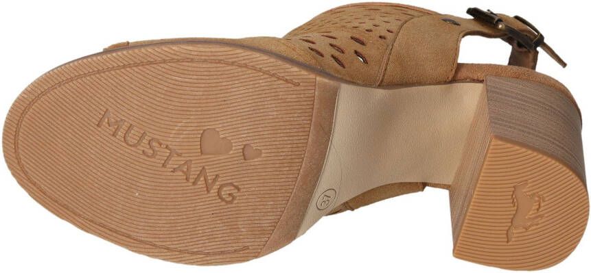 Mustang Shoes Sandaaltjes zomerschoen avond schoen blokhak met stijlvolle perforaties