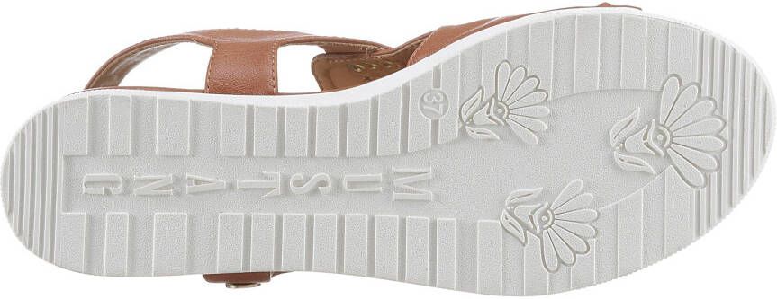 Mustang Shoes Sleehaksandaaltjes zomerschoen sandaal keilhak met klittenbandjes