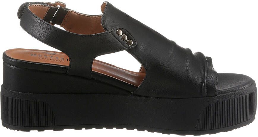 Mustang Shoes Sleehaksandaaltjes zomerschoen sandaal sleehak met klittenbandjes