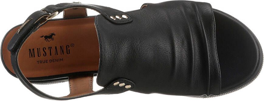 Mustang Shoes Sleehaksandaaltjes zomerschoen sandaal sleehak met klittenbandjes
