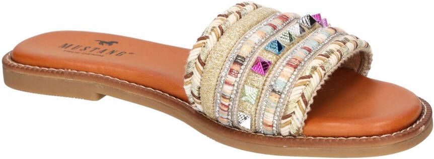 Mustang Shoes Slippers flats sandaal pool slides met modieuze glitterdraden
