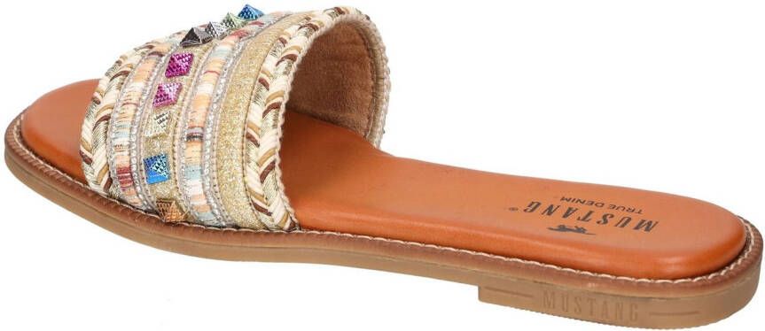 Mustang Shoes Slippers flats sandaal pool slides met modieuze glitterdraden