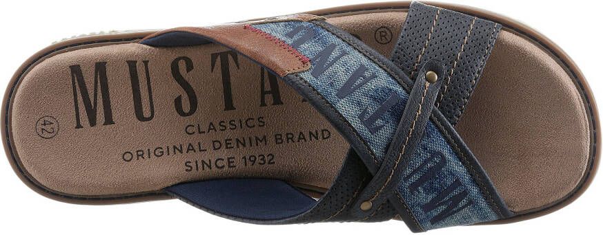 Mustang Shoes Slippers zomerschoen slippers badschoen met opvallende logo-opschrift