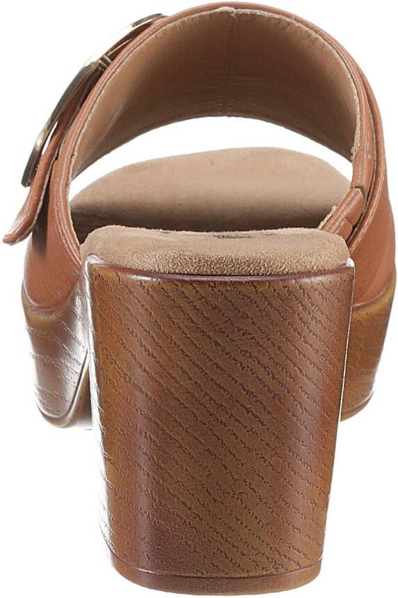 Mustang Shoes Slippers blokhak zomerschoen slippers met grote decoratieve gesp