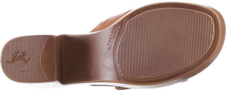 Mustang Shoes Slippers blokhak zomerschoen slippers met grote decoratieve gesp