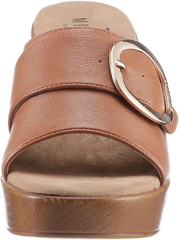 Mustang Shoes Slippers blokhak zomerschoen slippers met grote decoratieve gesp