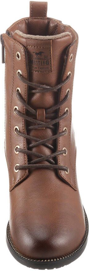Mustang Shoes Veterlaarsjes lace-up boots block heel with practical inner zipper