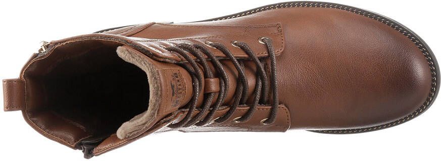 Mustang Shoes Veterlaarsjes lace-up boots block heel with practical inner zipper
