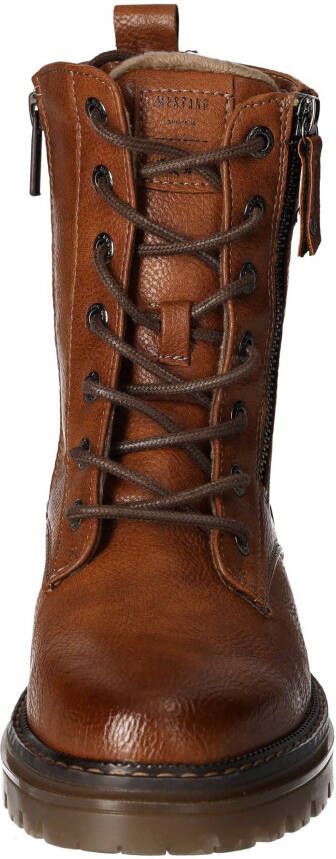 Mustang Shoes Winterlaarzen hakken winter enkellaars veterschoenen nagels en decoratieve naden