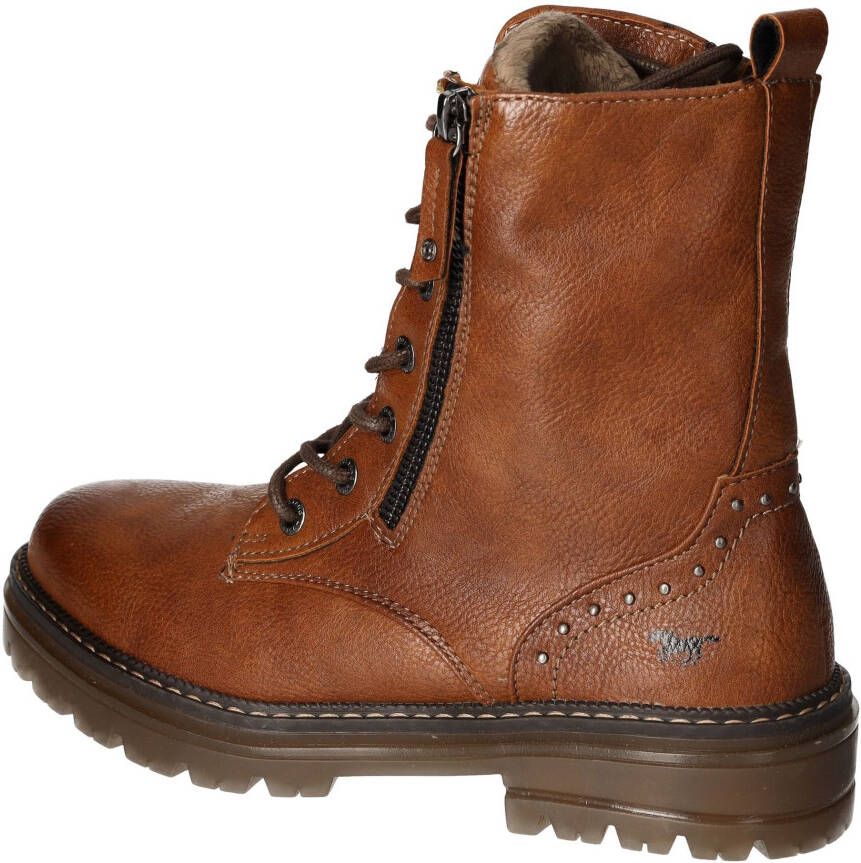 Mustang Shoes Winterlaarzen hakken winter enkellaars veterschoenen nagels en decoratieve naden