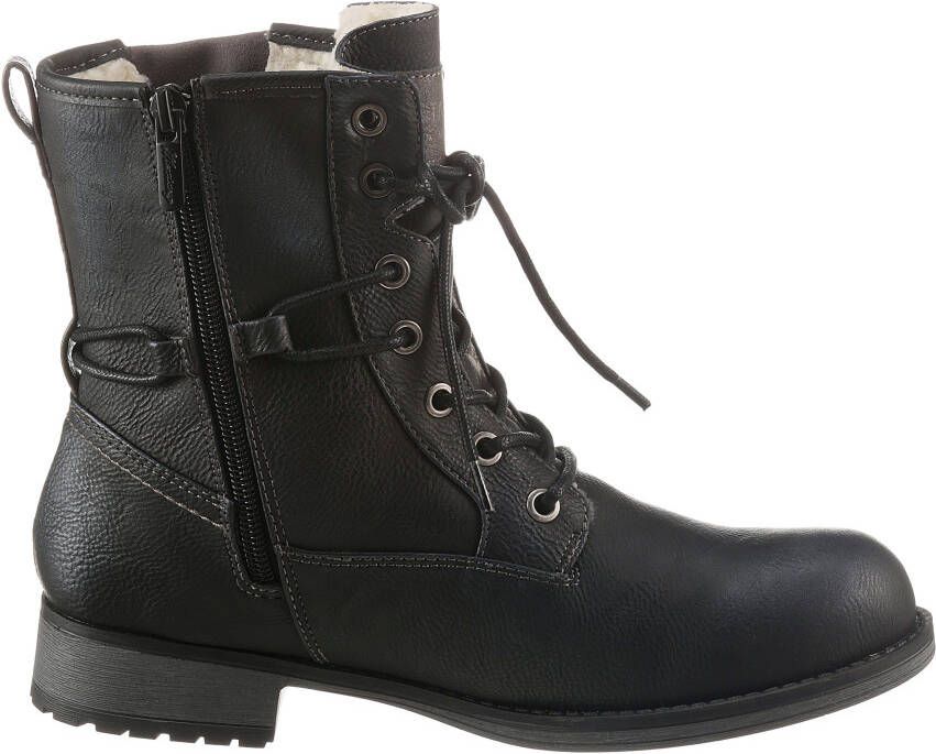 Mustang Shoes Winterlaarzen blokhak winterlaars veterschoenen bezet met studs