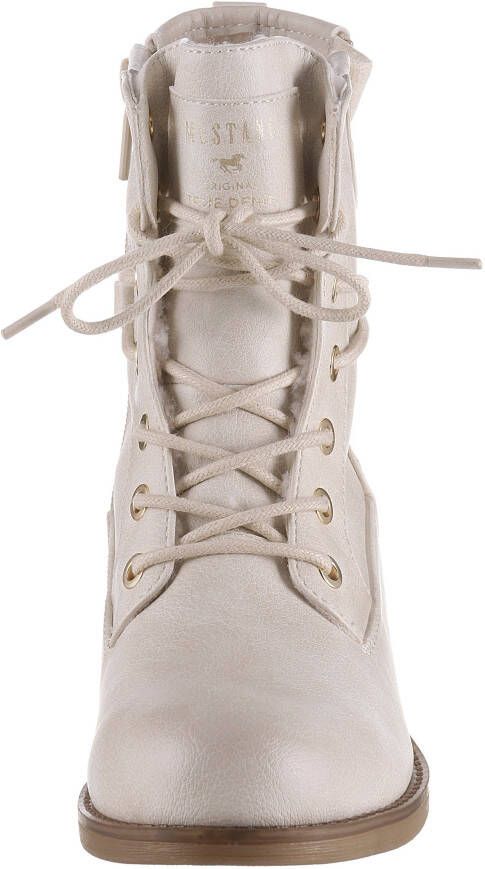 Mustang Shoes Winterlaarzen blokhak winterlaars veterschoenen bezet met studs