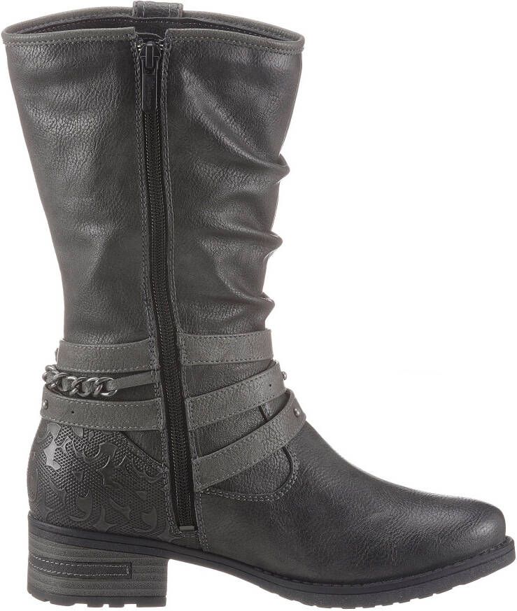 Mustang Shoes Winterlaarzen met stempeldruk bij de hiel slouchy schacht