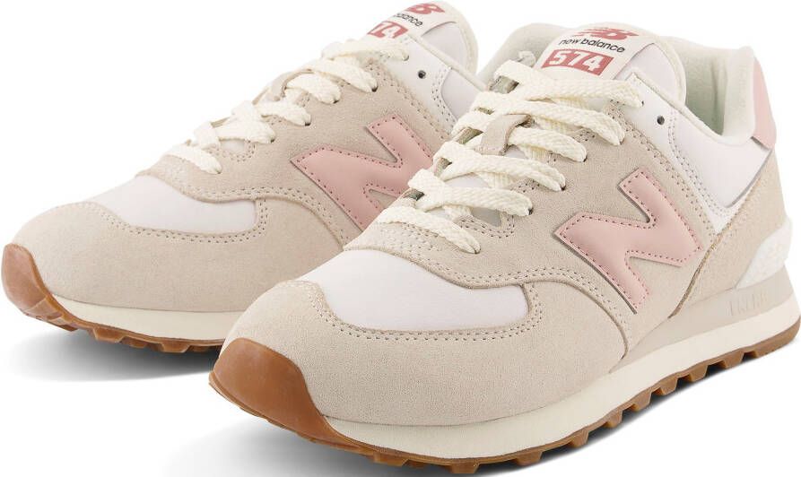 Oom of meneer Persona werkwoord New Balance 574 sneakers wit ecru lichtroze - Schoenen.nl