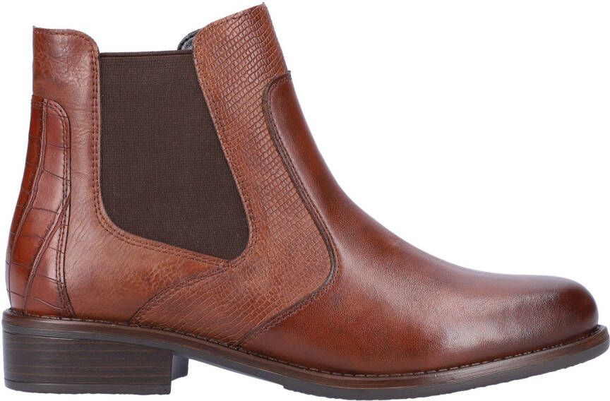 Remonte Chelsea-boots blokhak laarsjes business schoen accenten in reptiel-look