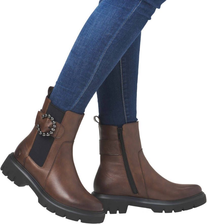 Remonte Chelsea-boots blokhak businessmode enkellaars met mooie decoratieve gesp