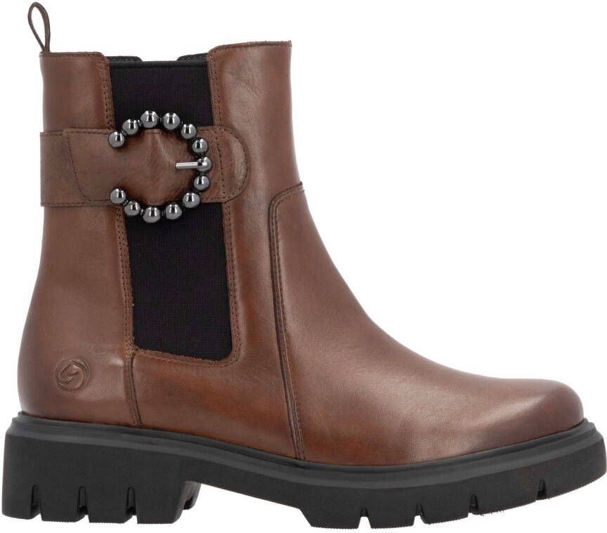 Remonte Chelsea-boots blokhak businessmode enkellaars met mooie decoratieve gesp