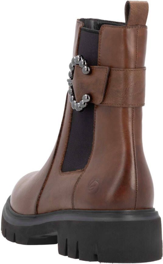 Remonte Chelsea-boots blokhak businessmode enkellaars met mooie decoratieve gesp
