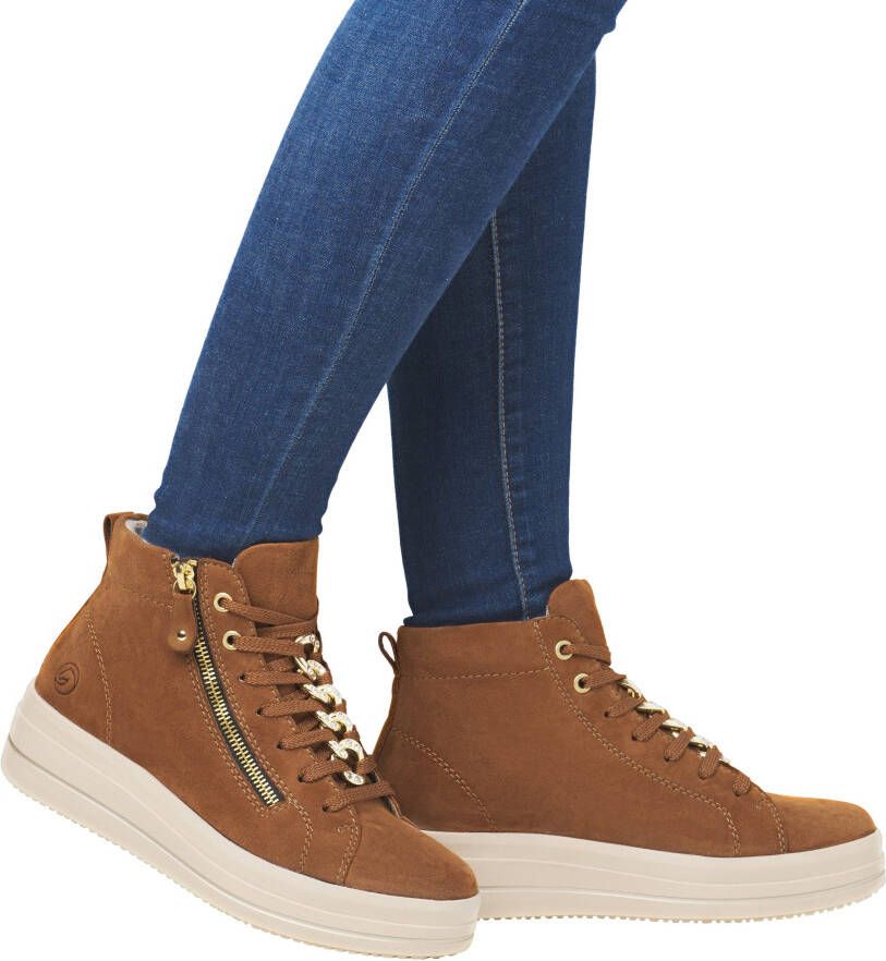 Remonte Plateausneakers Elisabeth Hurley-Collection vrijetijdsschoen high-top sneaker veterschoen zijrits