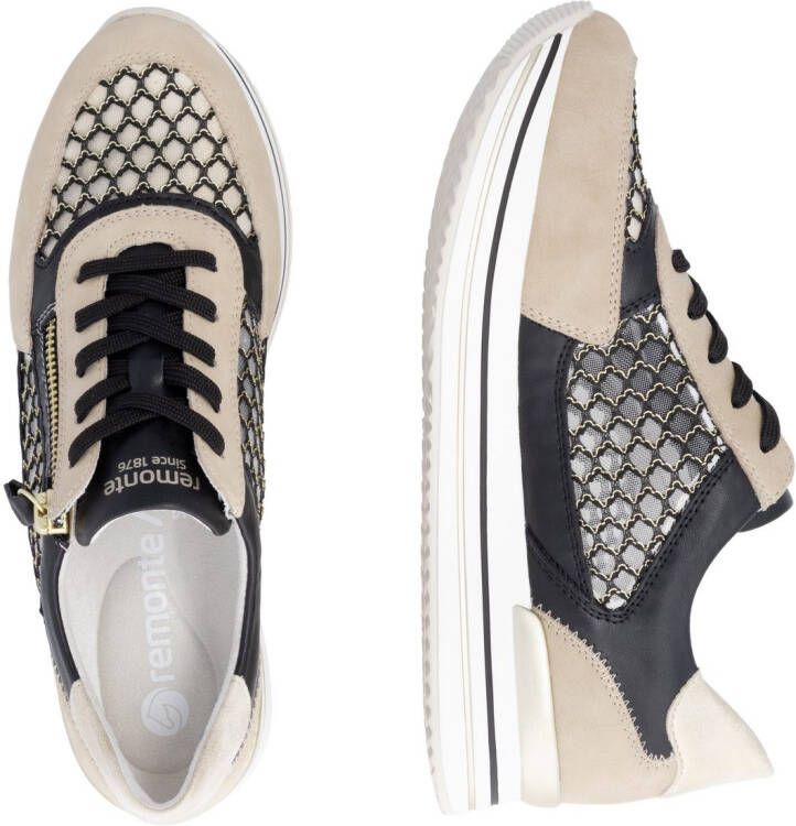 Remonte Plateausneakers vrijetijdsschoen lage schoen veterschoen vegan contrastafwerking
