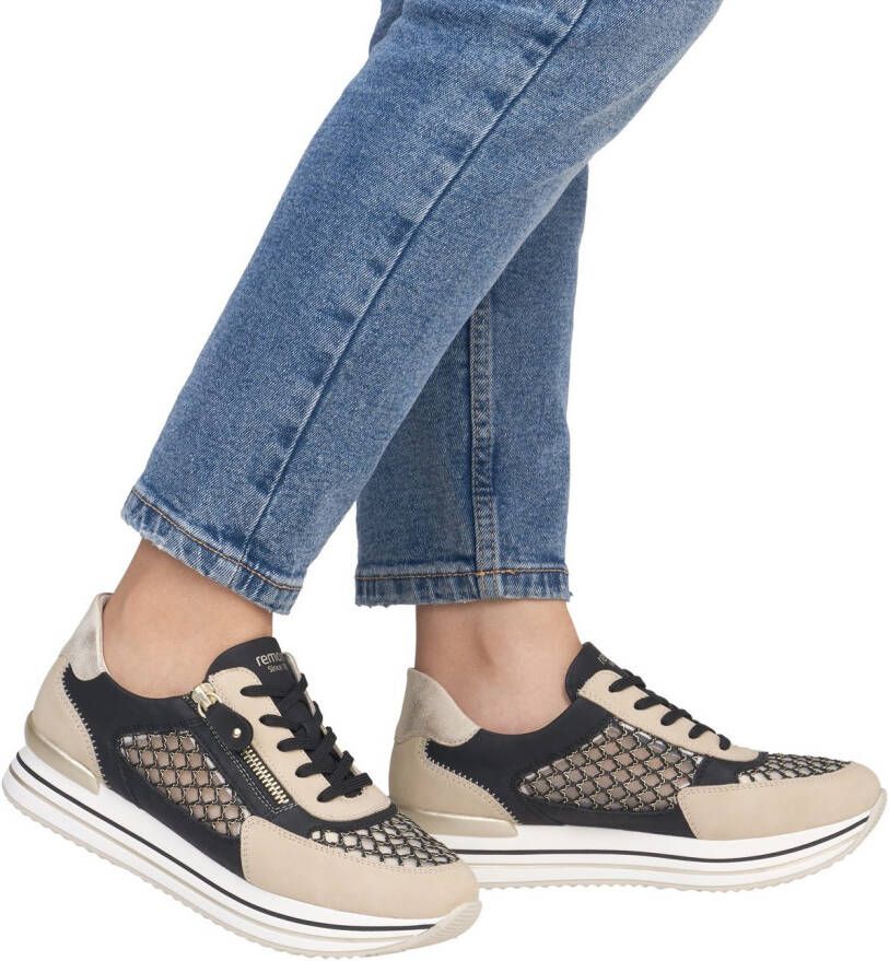 Remonte Plateausneakers vrijetijdsschoen lage schoen veterschoen vegan contrastafwerking