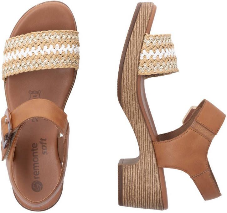 Remonte Sandaaltjes blockhak plateau sandaal zomerschoen met bandage in jute-look