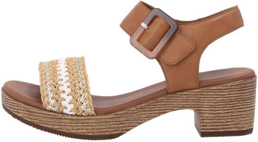 Remonte Sandaaltjes blockhak plateau sandaal zomerschoen met bandage in jute-look