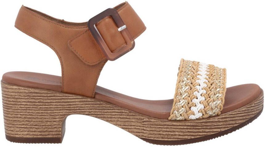 Remonte Sandaaltjes blockhak plateau sandaal zomerschoen met bandage in jute-look