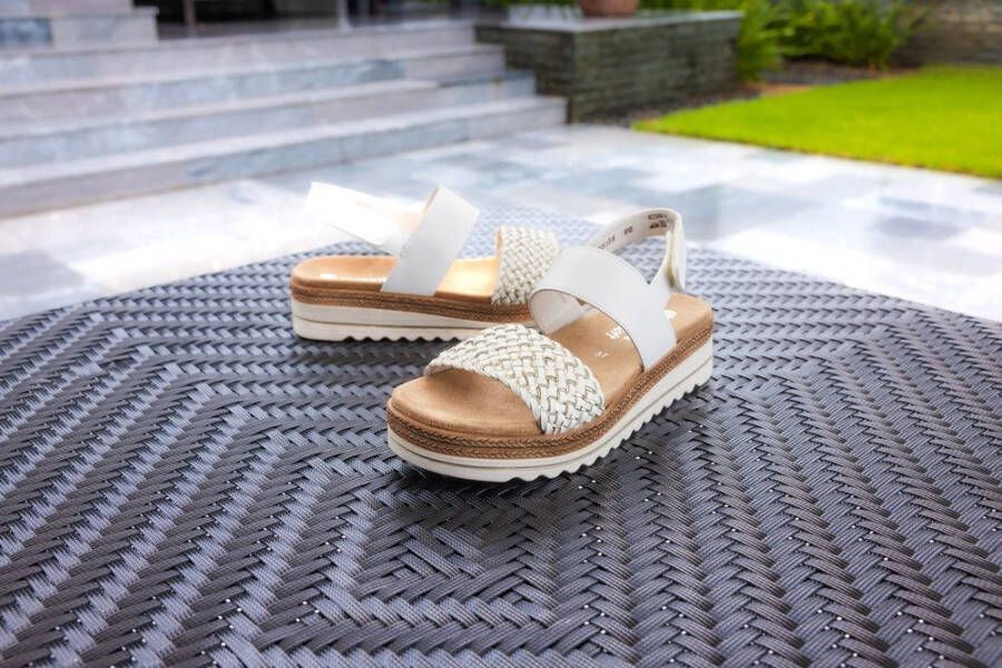 Remonte Sleehaksandaaltjes ELLE-Collection zomerschoen sandaal sleehak met vlechtbandage in metallic-look