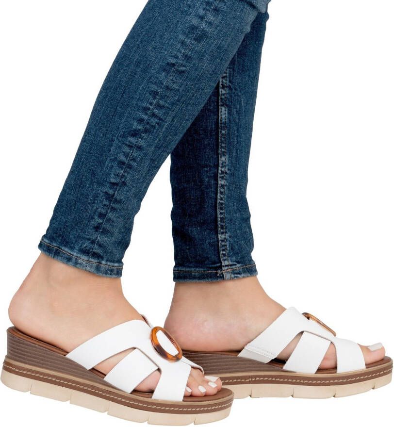 Remonte Slippers wig hak zomerschoen instapschoen met mooie decoratieve gesp