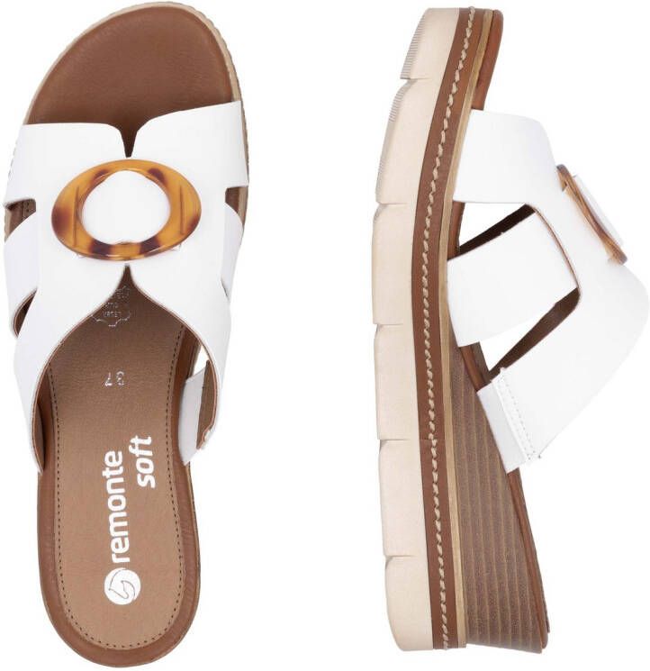 Remonte Slippers wig hak zomerschoen instapschoen met mooie decoratieve gesp