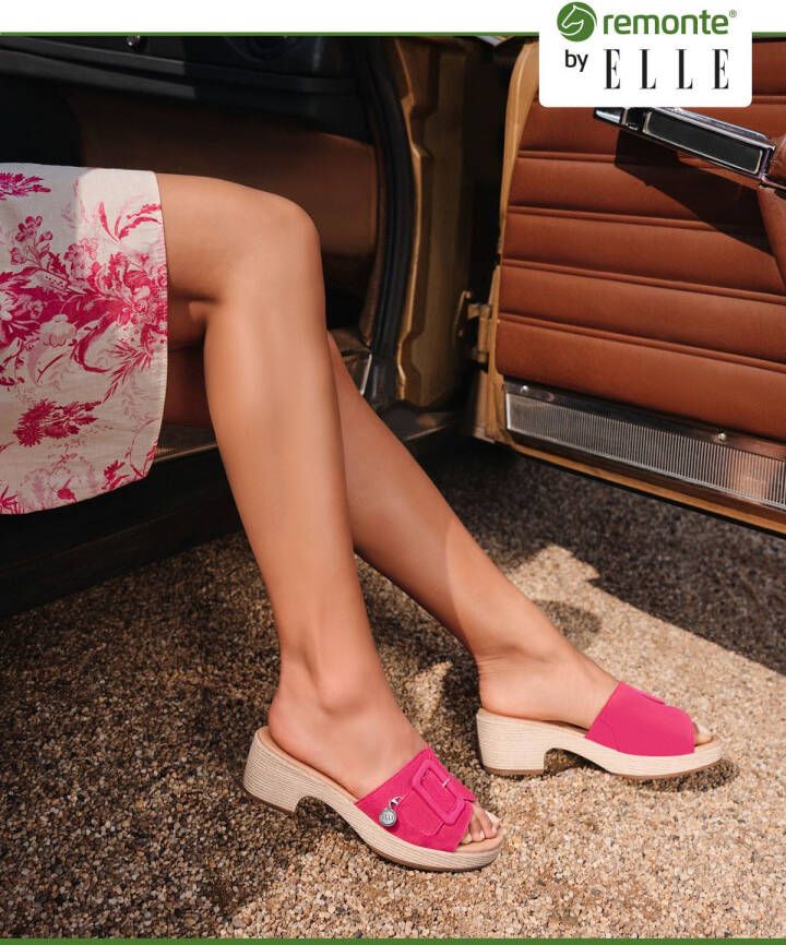 Remonte Slippers ELLE-Collection blokhak zomerschoen slippers decoratieve gesp elle-collectie