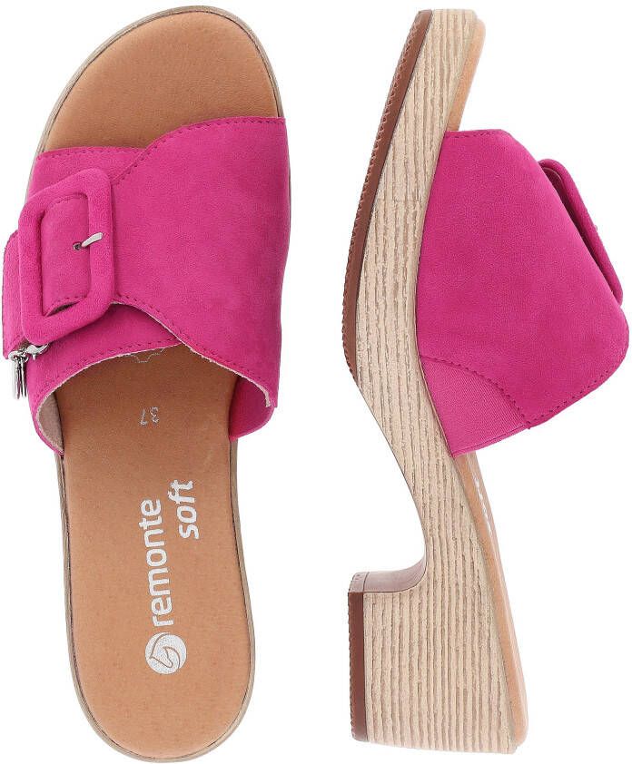 Remonte Slippers ELLE-Collection blokhak zomerschoen slippers decoratieve gesp elle-collectie