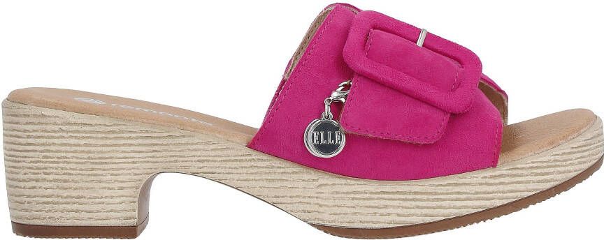Remonte Slippers ELLE-Collection blokhak zomerschoen slippers decoratieve gesp elle-collectie