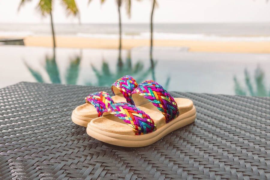 Remonte Slippers plateau comfort schoen zomerschoen met riempjes in vlechtlook