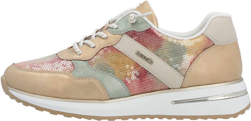 Remonte Sneakers met sleehak met trendy contrastbeslag vrijetijdsschoen lage schoen veterschoen