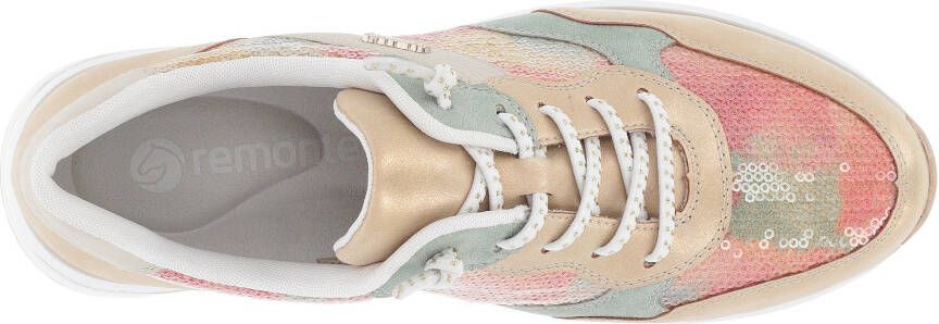 Remonte Sneakers met sleehak met trendy contrastbeslag vrijetijdsschoen lage schoen veterschoen