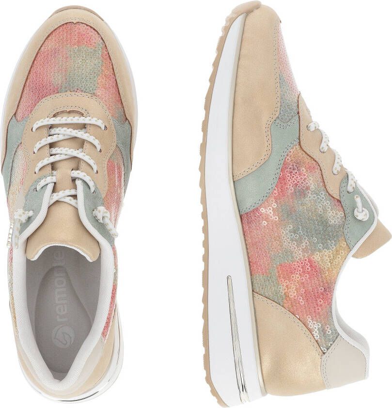 Remonte Sneakers met sleehak met trendy contrastbeslag vrijetijdsschoen lage schoen veterschoen