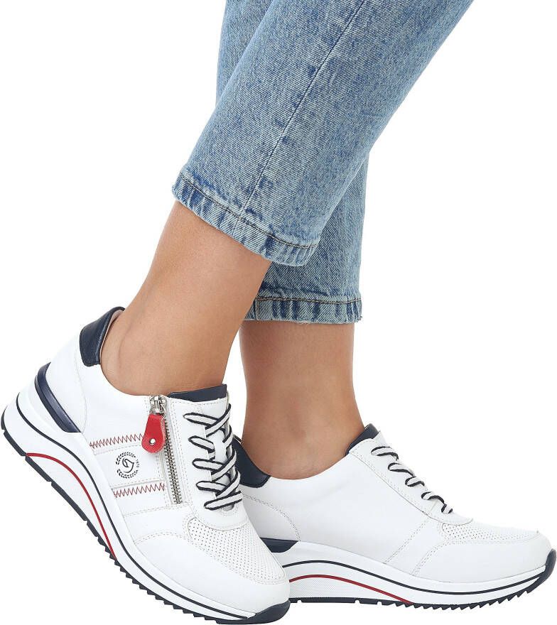 Remonte Sneakers met sleehak vrijetijdsschoen lage schoen veterschoen met metallic contrastaccenten - Foto 2