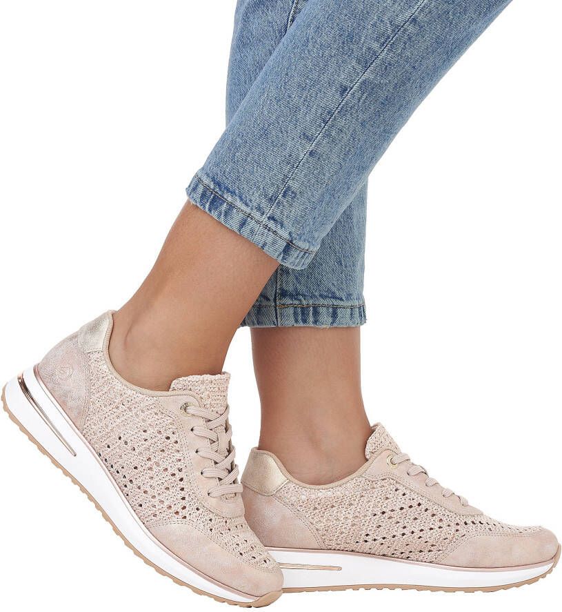 Remonte Sneakers met sleehak met zomers gaatjespatroon vrijetijdsschoen lage schoen veterschoen