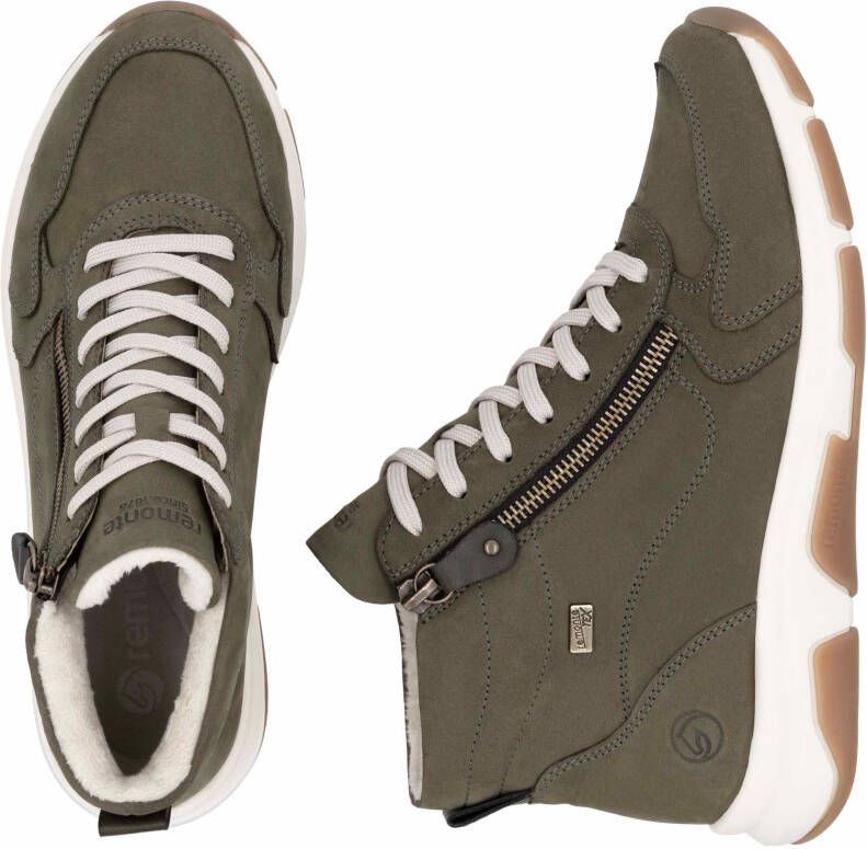 Remonte Sneakers met sleehak high-top sneaker veterschoen vrijetijdsschoen met buitenrits