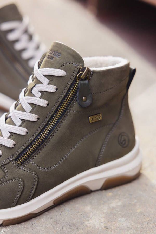 Remonte Sneakers met sleehak high-top sneaker veterschoen vrijetijdsschoen met buitenrits