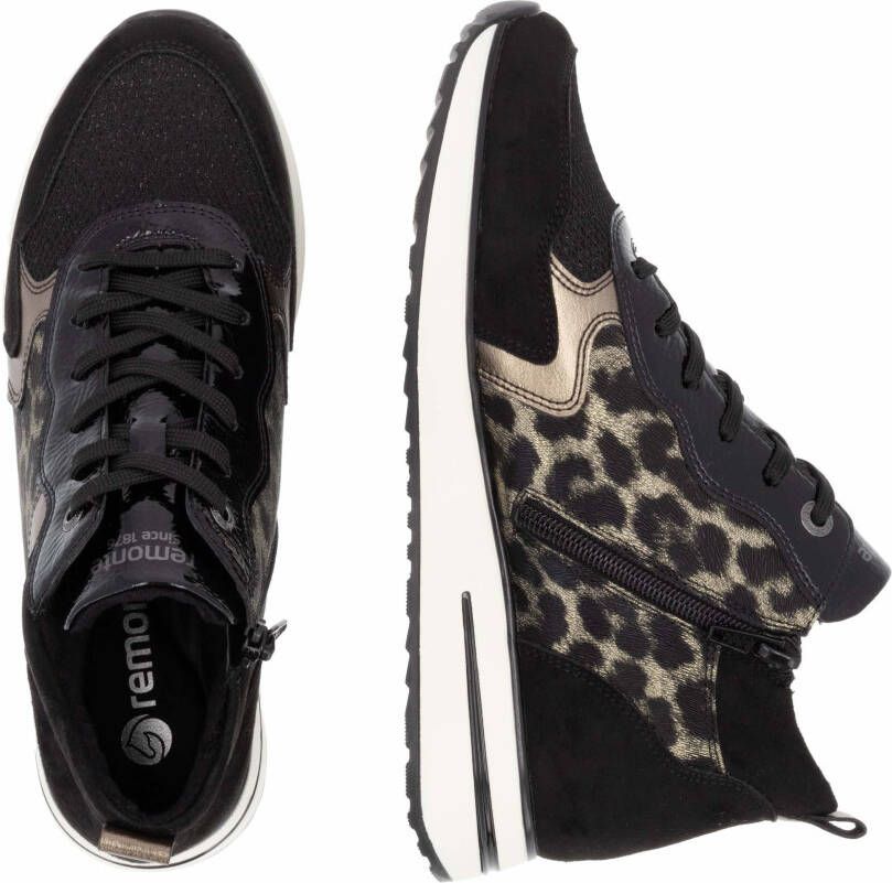 Remonte Sneakers met sleehak vrijetijdsschoen high-top sneaker veterschoen binnenrits