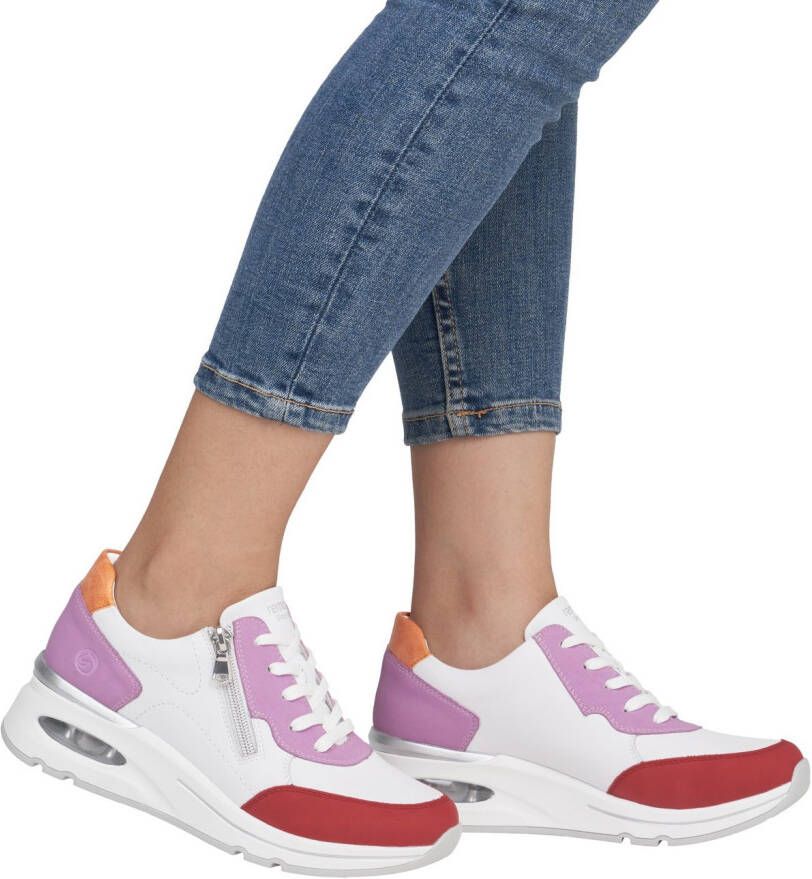 Remonte Sneakers met sleehak Elisabeth Hurley-Collection vrijetijdsschoen lage schoen veterschoen met uitneembare zachte inlegzool